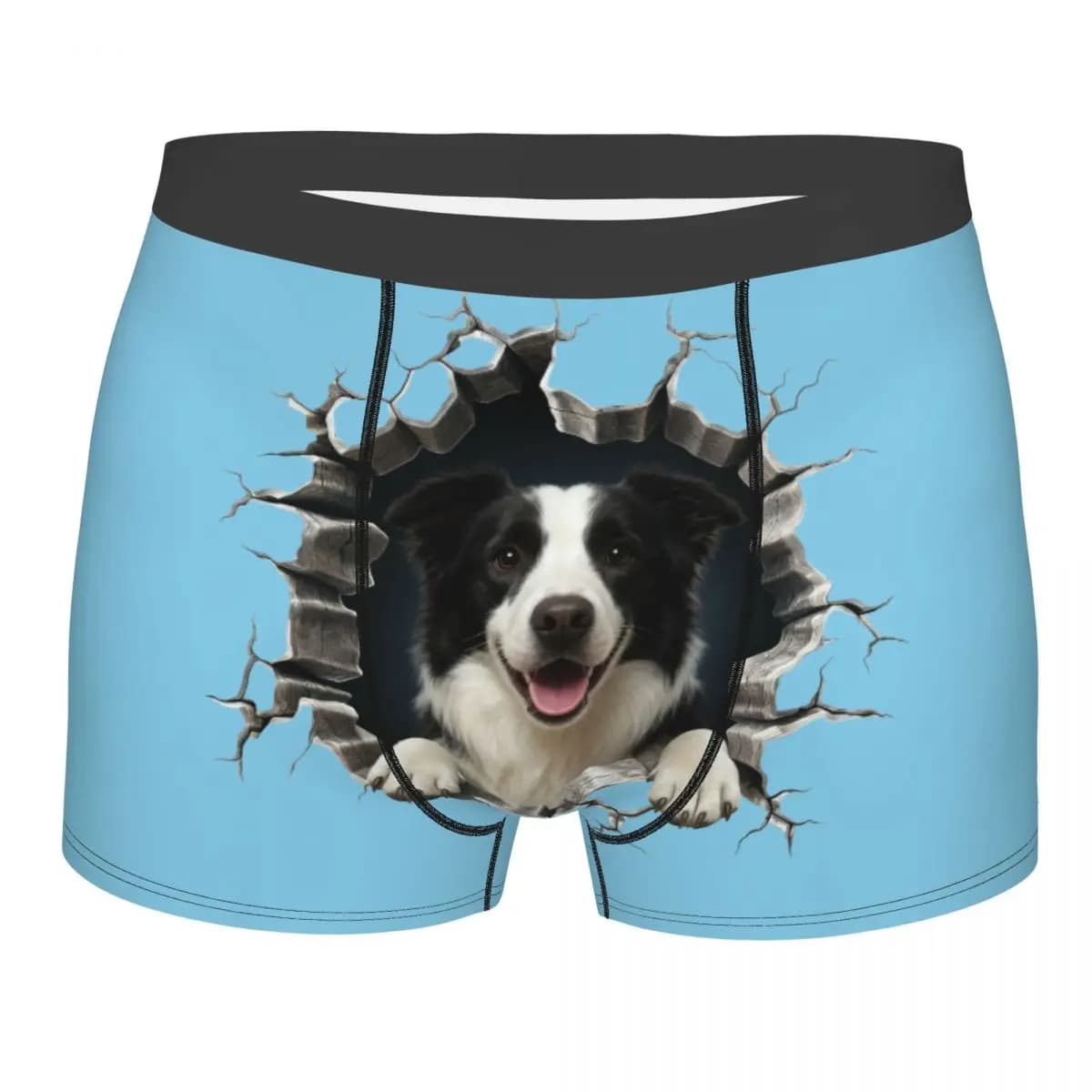 Breaking Through Border Collie Boxer Elasticized Men's Slips For Dog Lovers, Valentine's Wedding Gift For Husband