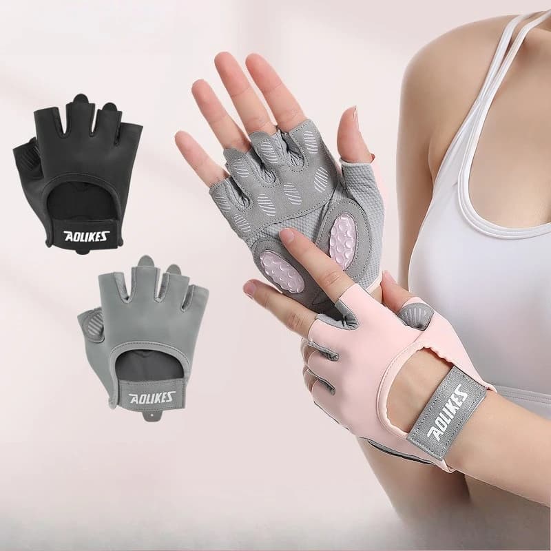 Corda per saltare Yoga Guanti per palmo spesso traspirante Guanti per dita antiscivolo resistenti all'usura Guanti fitness in silicone liquido per mezze dita