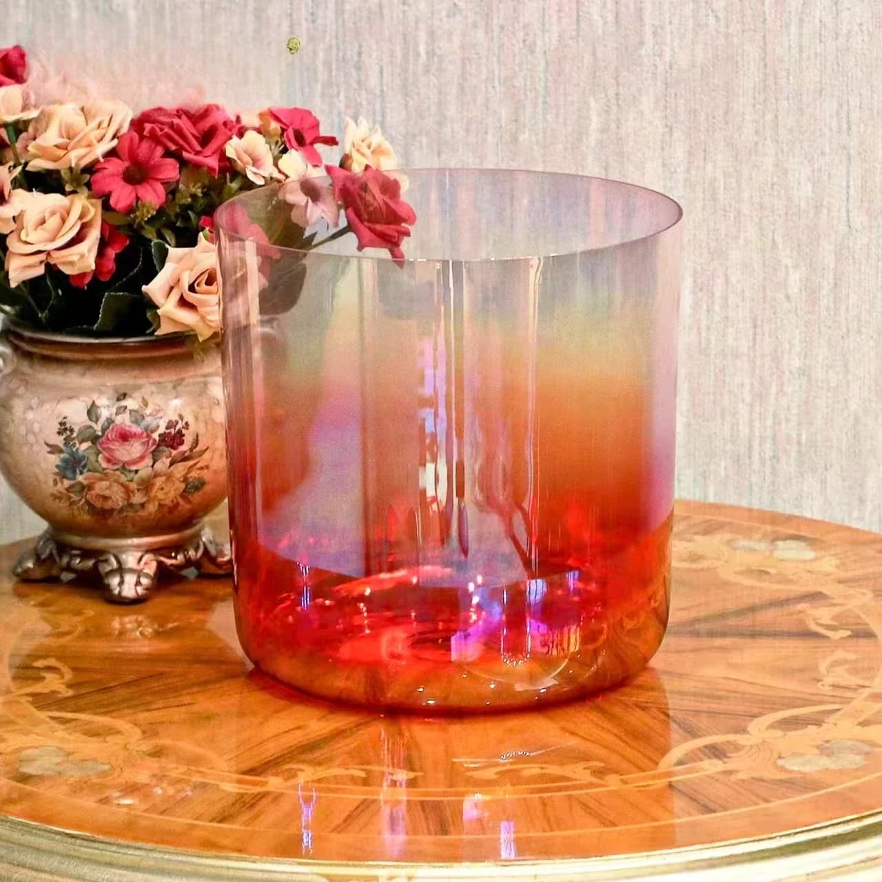 STAR LINKUP Classic Seven Chakras Red Crystal Singing Bowl Sets, Meditation Alchemy Bowls, Source Manufacturer for Sound Healing