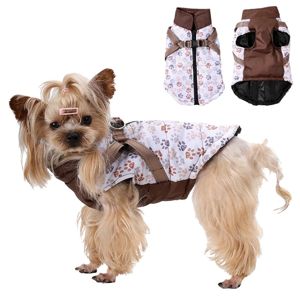 Vestiti per cani da compagnia con imbracatura per cani di piccola taglia media Gatti Autunno Inverno Giacca calda Cappotto per cuccioli antivento Tuta Bulldog francese