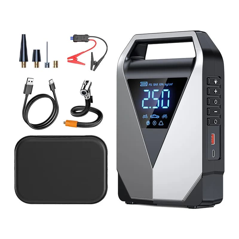 Avviatore d'Emergenza per Auto e Compressore d'Aria Multifunzione da 12000mAh, Booster di Batteria d'Emergenza per Auto a Benzina e Diesel
