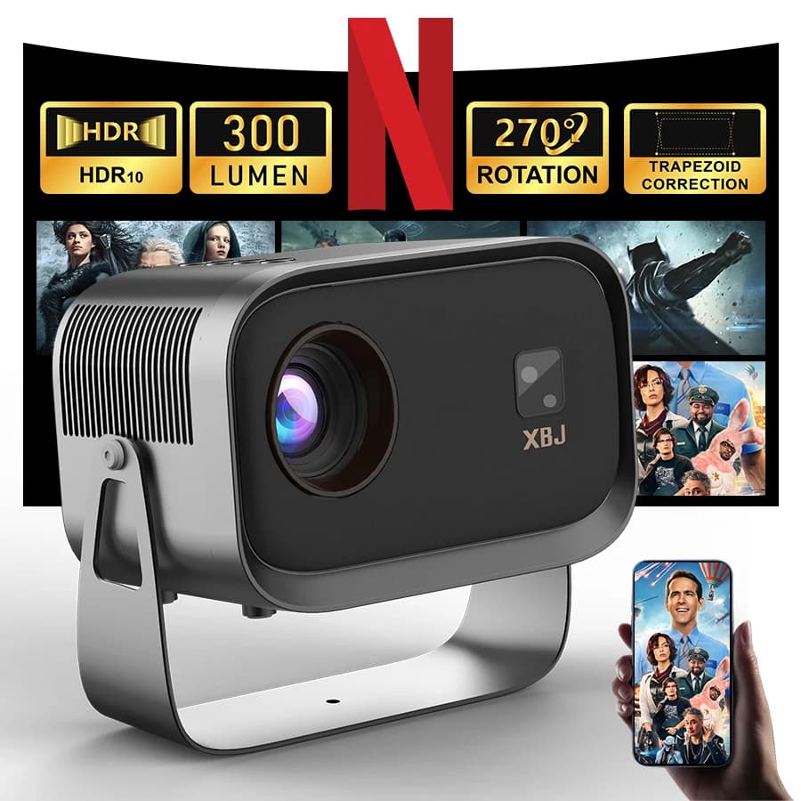 Proiettori Home Theater XBJ Smart con WiFi 6 e BT Proiettore 4K portatile Keystone automatico verticale per ufficio domestico all'aperto
