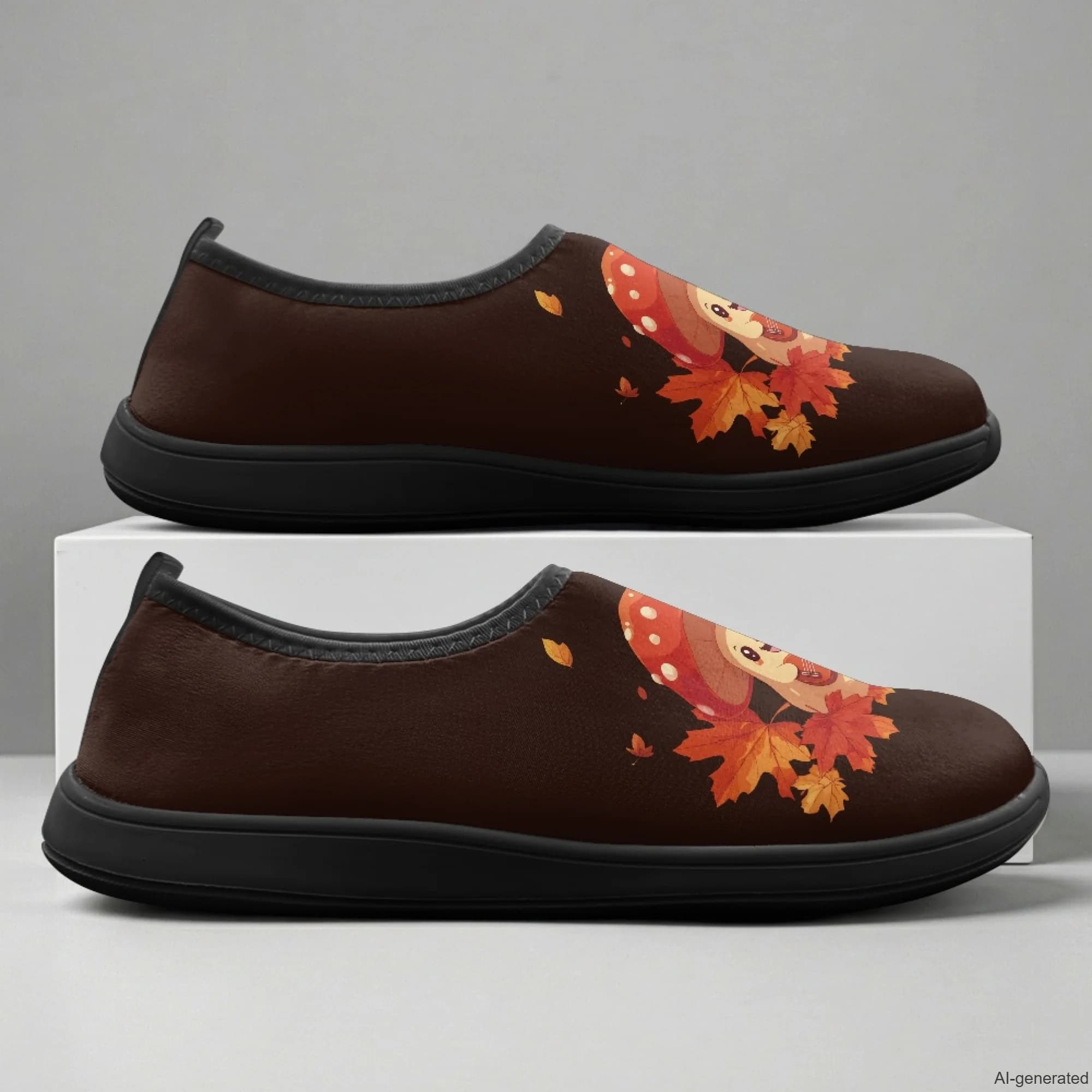 XIXIRIMIDO Slip-on Wide-toed Shoes Mushroom Print Zapatos De Mujer Men's Sneakers and Casual Shoes Slippers Nurse Shoes 36-46