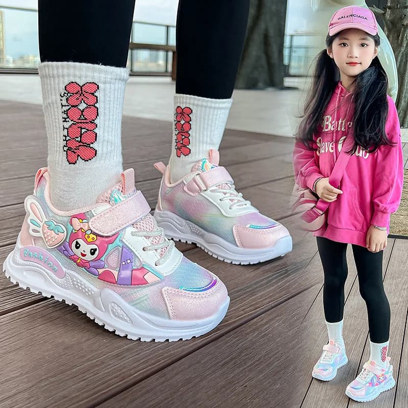Scarpe da ginnastica primaverili per bambine, scarpe casual da scuola, scarpe da corsa traspiranti per esterni, leggere e morbide, tenis rosa antiscivolo per bambini