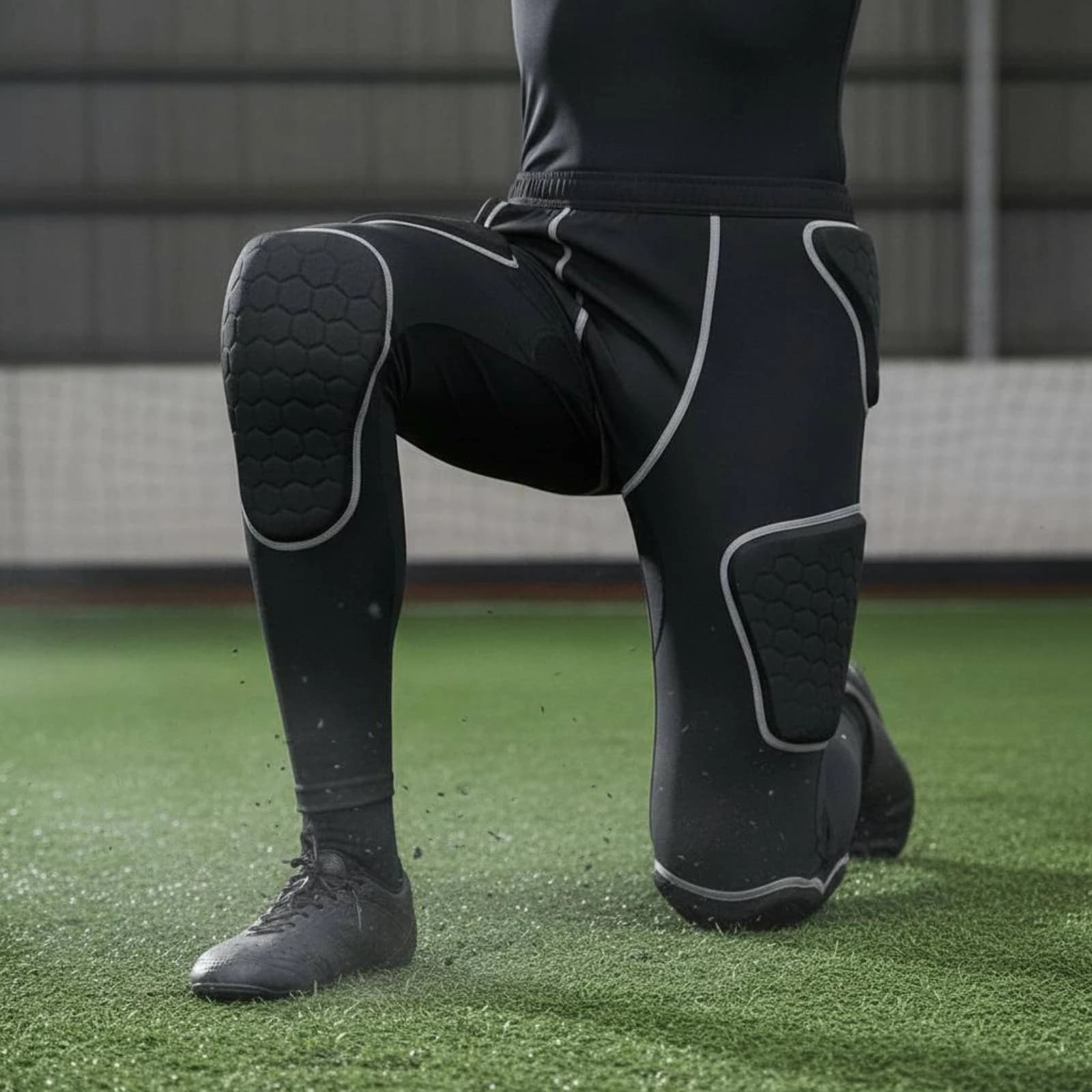 Pantaloni Imbottiti a Compressione con Protezione Completa per Gambe, Pantaloni da Allenamento per Portieri, Leggings Protettivi da Calcio, Attrezzatura Sportiva Elastica