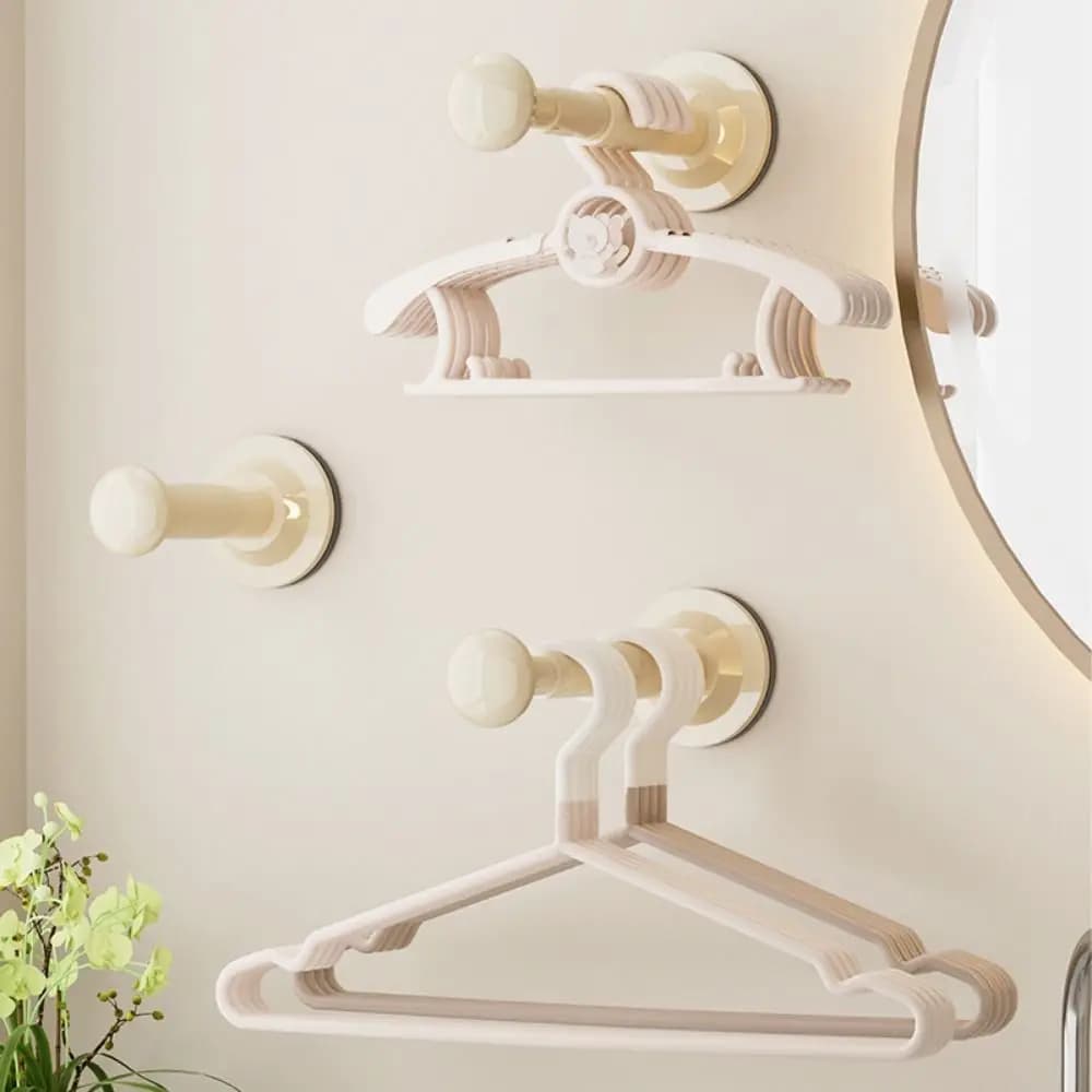 Retractable hanger with suction cup, Telescopic wall-mounted coat rack
