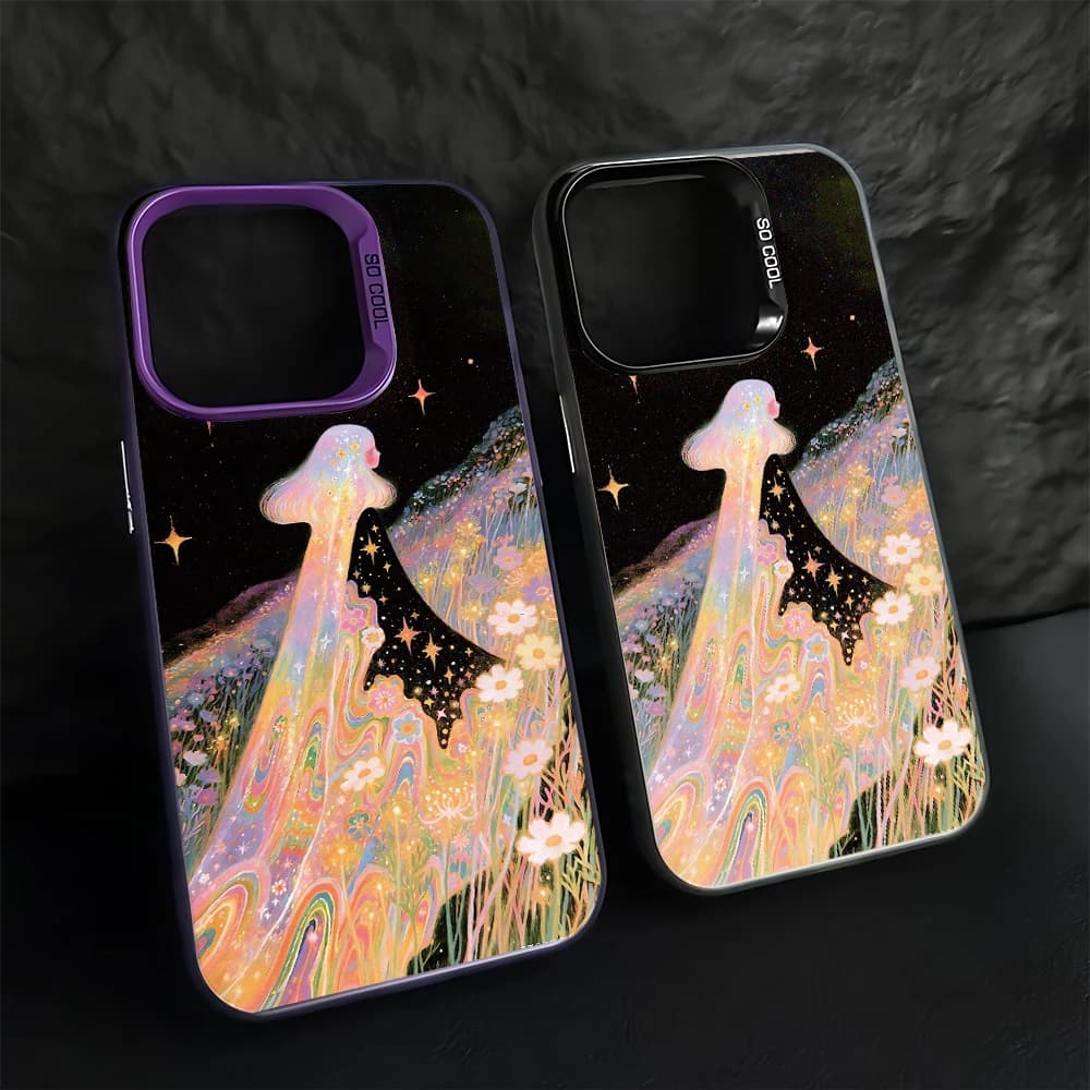 Rainbow Girl Dress Art Kawaii Protective Dreamy Girls For iPhone 14 17 16 15 13 12 11 Pro Max Plus Air PC Hard Phone Case