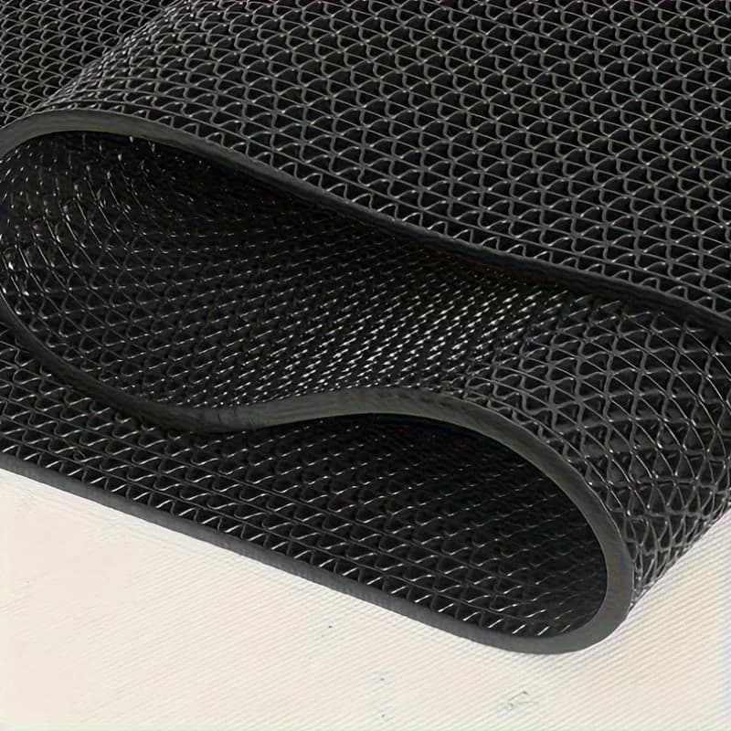 Commercial Non-Slip Bath Mat Pure Black Safety Mat for Shower and Pool Outdoor Hollow Geometric Design Easy to Clean
