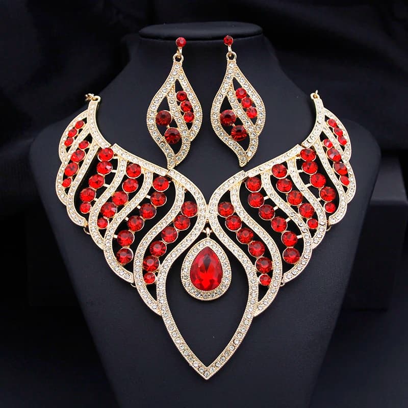 Fashion Jewelry Sets for Women Rhinestone Choker Necklace Sets for Bride Luxury Bridal Wedding Costume Jewelry Party Prom