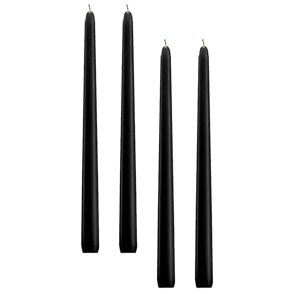 Set di 4 Candele Affusolate Nere in Paraffina, Senza Profumo, per Tavola, Matrimoni, Feste, Decorazione Casa, Confezione Convenienza