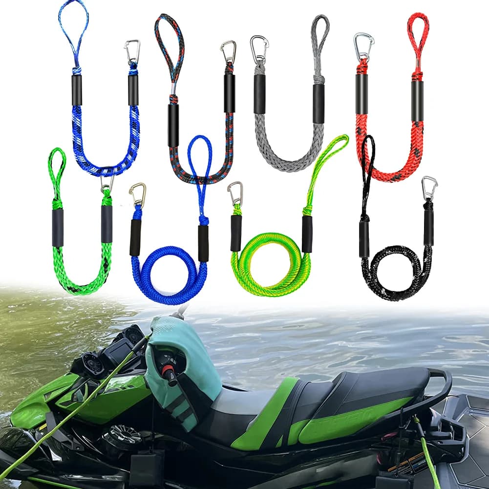 Docking Bungee Line Quick Buckle Docking Line Boat Line Marine Rope 2PCS Set 316 Stainless Steel Buckle Docking
