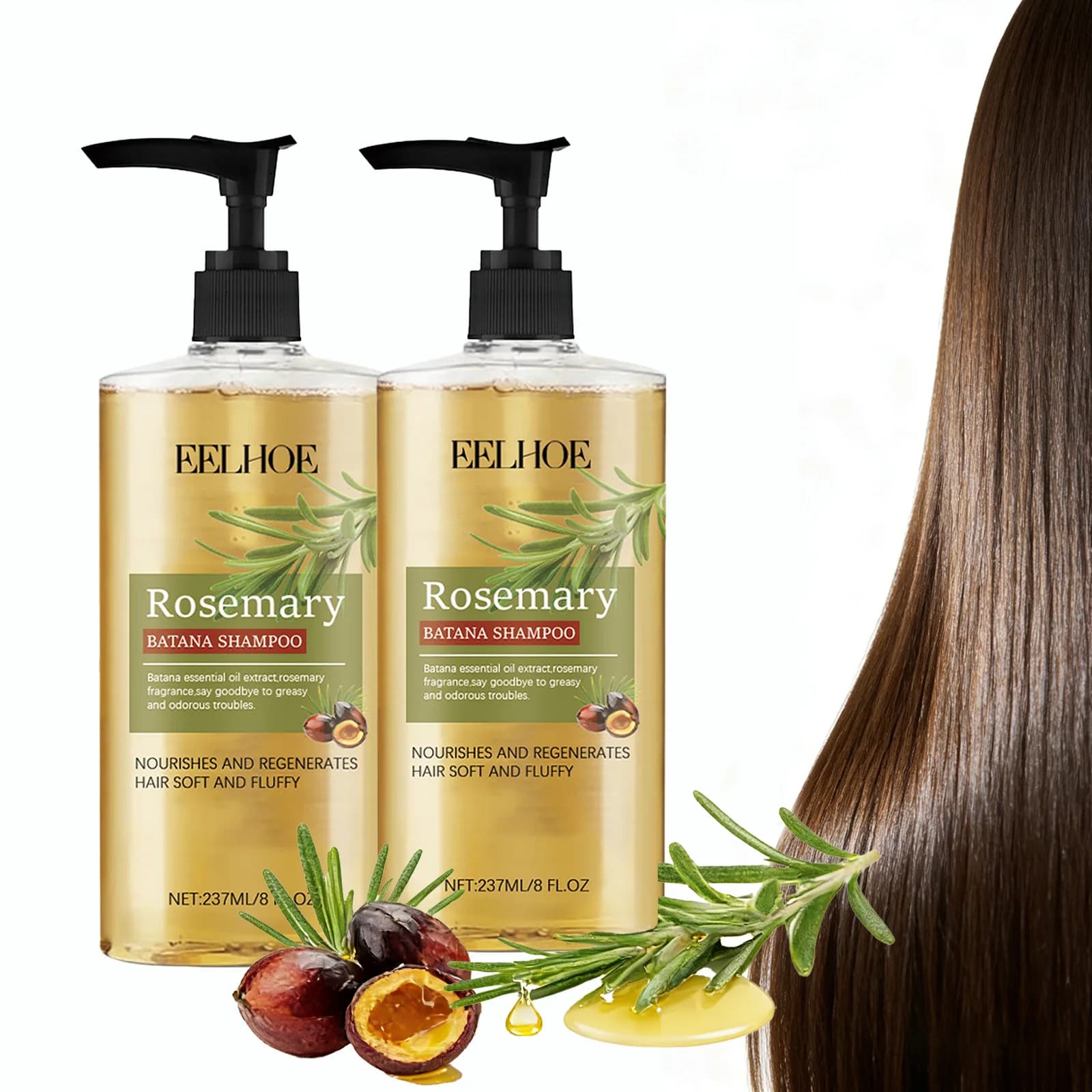 Shampoo all'olio essenziale di rosmarino Batana Shampoo per la crescita dei capelli per diradare i capelli e la caduta dei capelli Rafforza e volumizza per uomini e donne