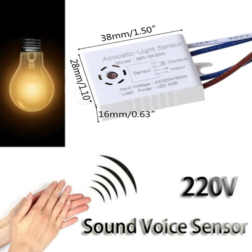 1PC Sensore di luce Interruttore Rivelatore Suono Sensore vocale Intelligente Auto On Off Controllo domestico intelligente per corridoio Bagno Magazzino