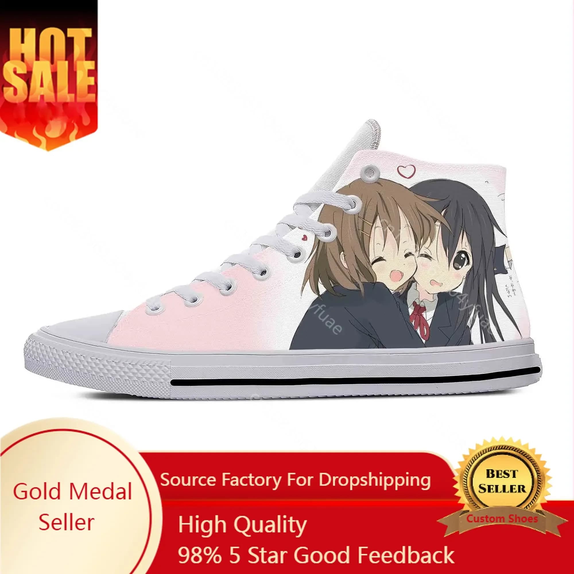 Anime Manga Cartoon K-On Akiyama Mio Hirasawa Yui Scarpe casual Leggere alte e traspiranti Scarpe da tavolo Uomo Donna Sneakers