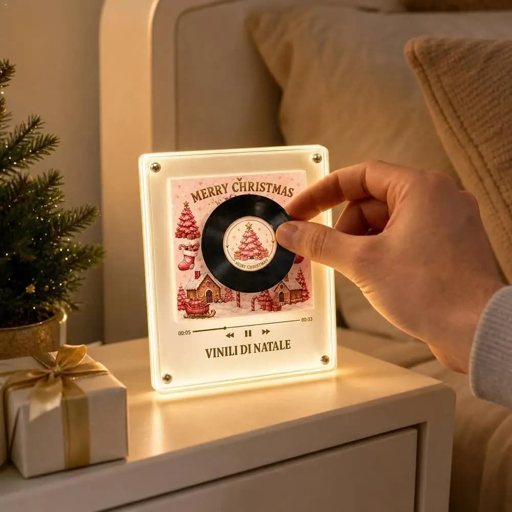 Christmas Rotating Disc Karaoke Machine Fridge Magnet Music Player Set Fridge Record NFC Magnetic Music Box Rotating Turntable
