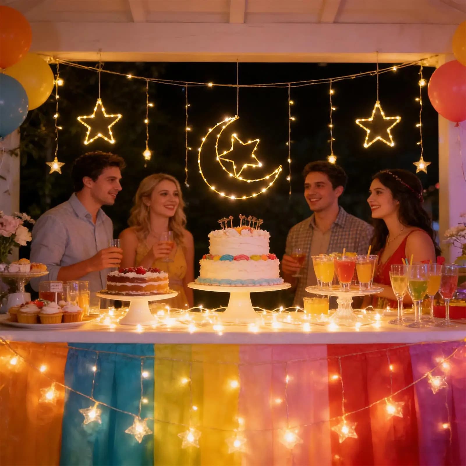 Lampada a LED a forma di luna a batteria, luci fatate da soffitto per finestra, per interni ed esterni, soggiorno, camera da letto, porta, finestra