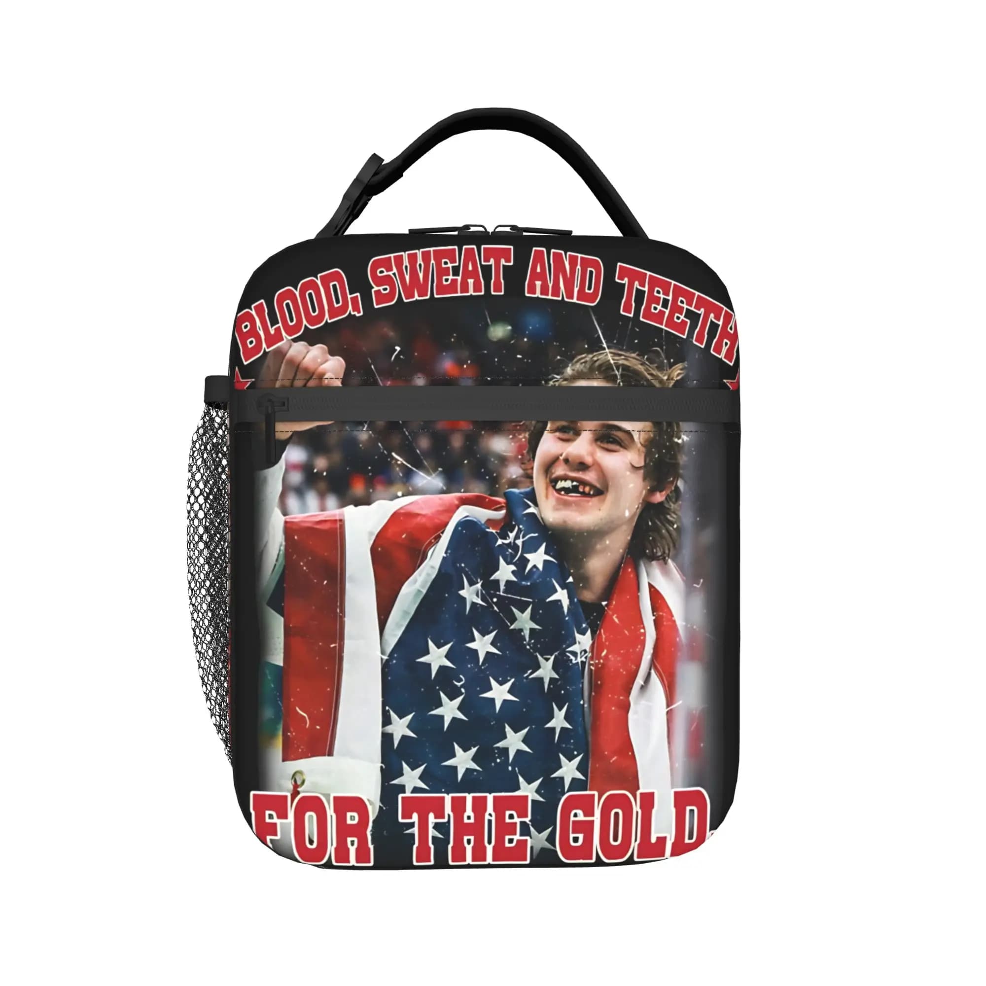 Jack Hughes Smile USA Hockey Borse termiche per il pranzo per la scuola Borsa per alimenti portatile Borsa termica per il pranzo per uomo e donna