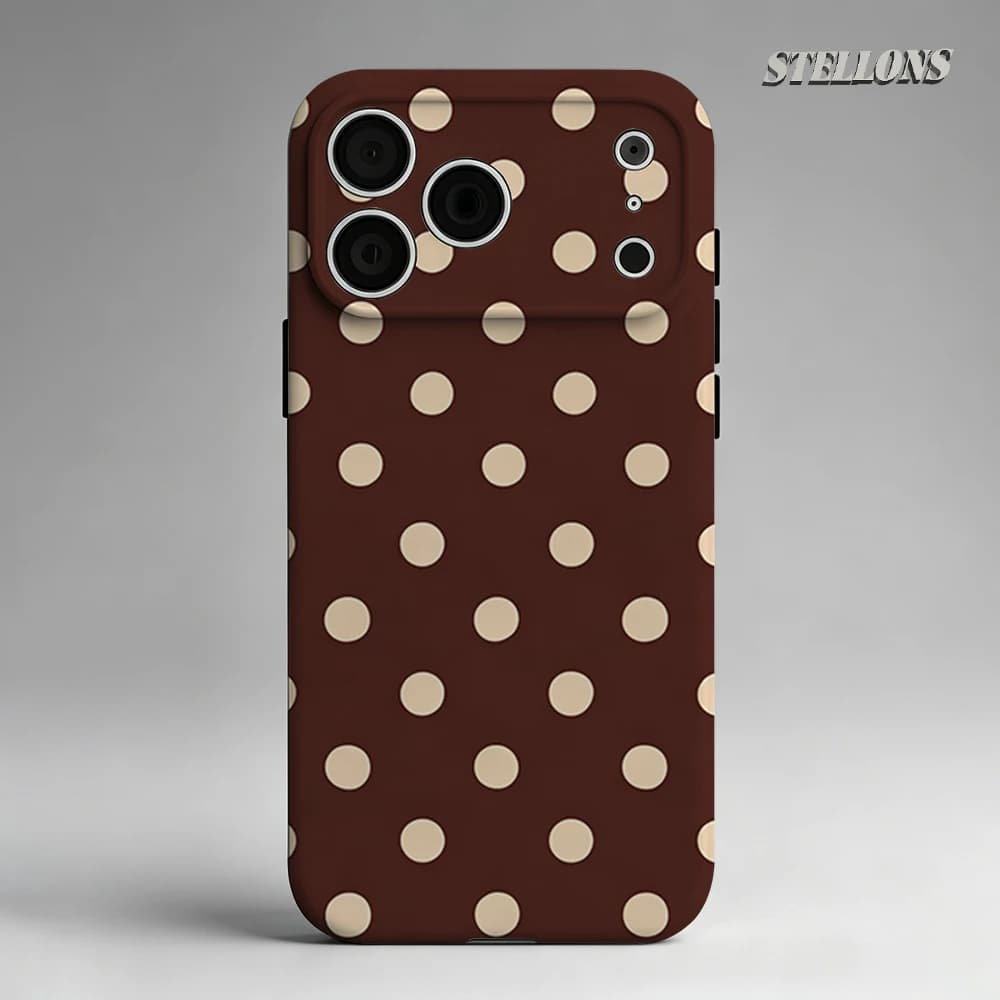 Custodia per telefono marrone beige a pois per custodia magnetica per iPhone 17 16 15 14 13 Pro Max Plus, custodia robusta a strato singolo/doppio