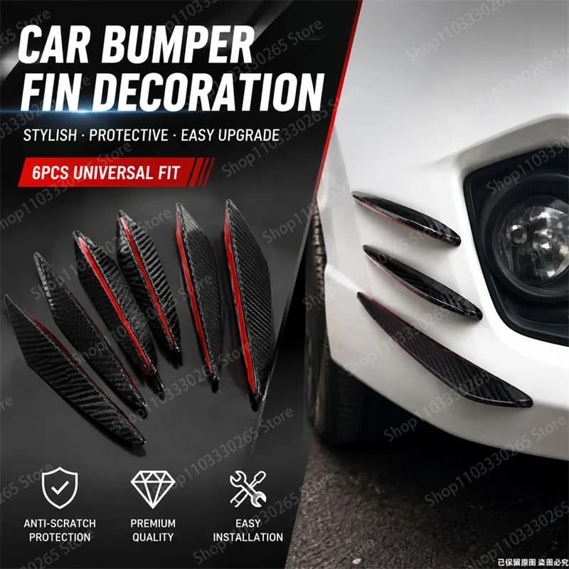 Gloss black Car Bumper Air Fin Decoration Sticker Universal Front Rear Spoiler Diffuser Sport Modification Kit