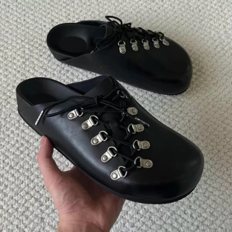 Mules da uomo con fibbia e lacci, platform, senza schienale, a punta chiusa, casual, alla moda, per esterni, slip-on, 2026