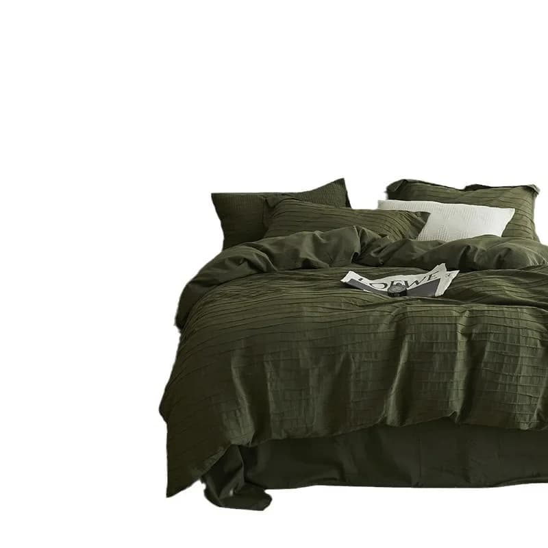 Stile giapponese, wabi-sabi, seersucker, set quattro pezzi, colore cotone, puro cotone jacquard intrecciato, lenzuolo