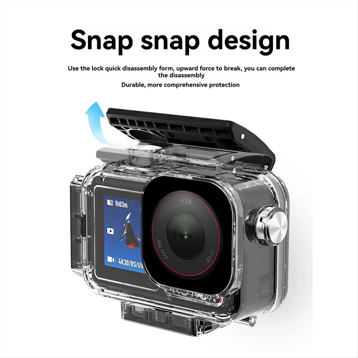 SEMOIC Per Action 5pro/4/3 Custodia impermeabile, Custodia subacquea, Accessori copriobiettivo Custodia protettiva da 60 m, Fotocamera sportiva