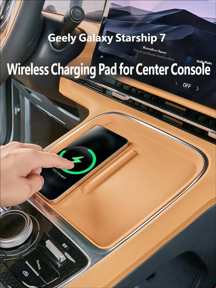 Base di ricarica wireless in silicone antiscivolo per Geely Galaxy Starship 7 EM-i Geely EX5 EM-i 2026, antipolvere e impermeabile