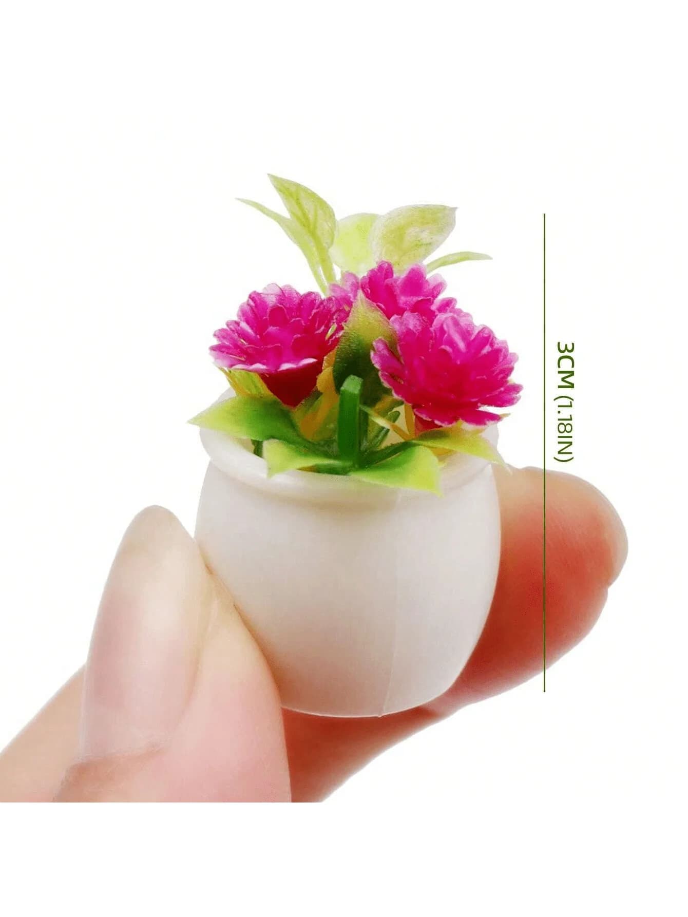 1/12 Dollhouse Miniature Potted Plant, Realistic Greenery & Flower Decor Model, Random 4pcs