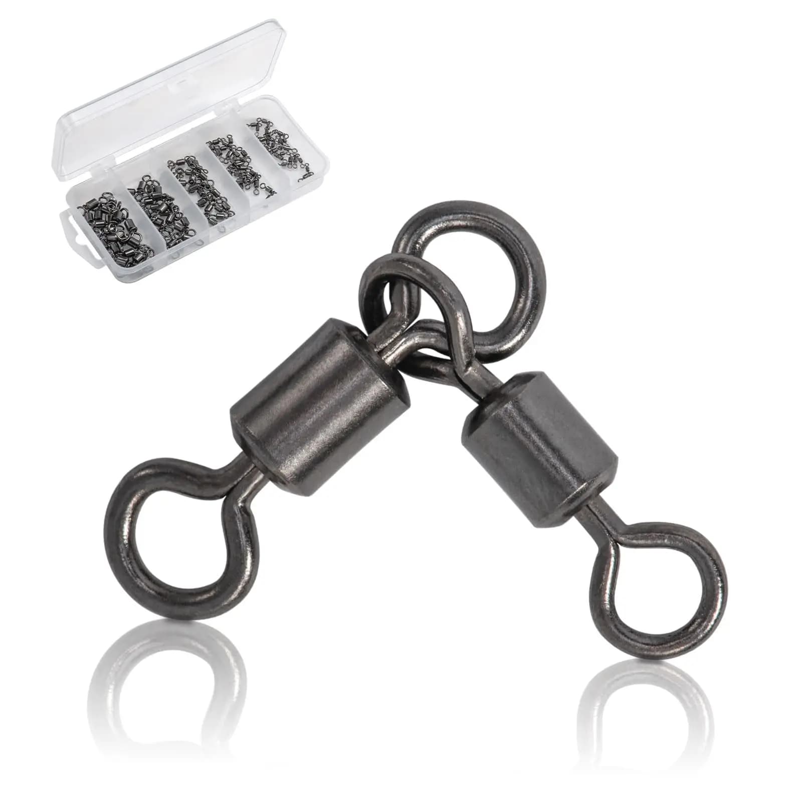 Goture 60Pc/box 3Way Swivels Fishing, Fishing Swivels Barrel Swivels Fishing Tackle, 3-Way T Turn Heavy Duty Mixed Pack with Box