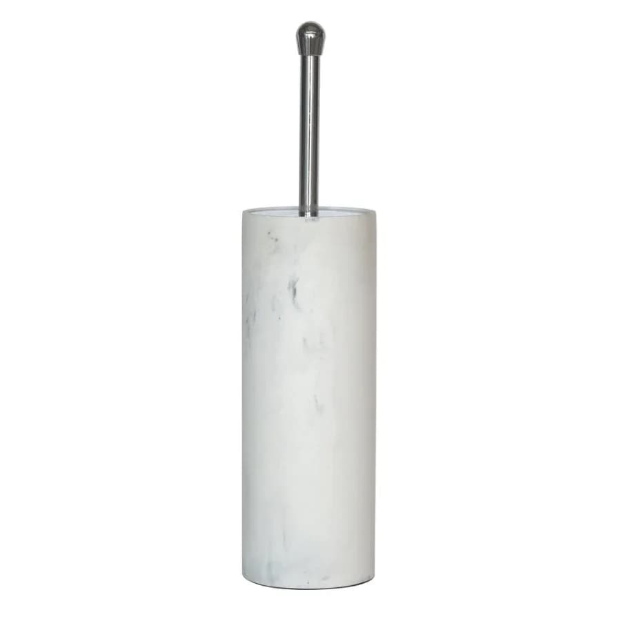 Faux Marble Toilet Brush and Holder White