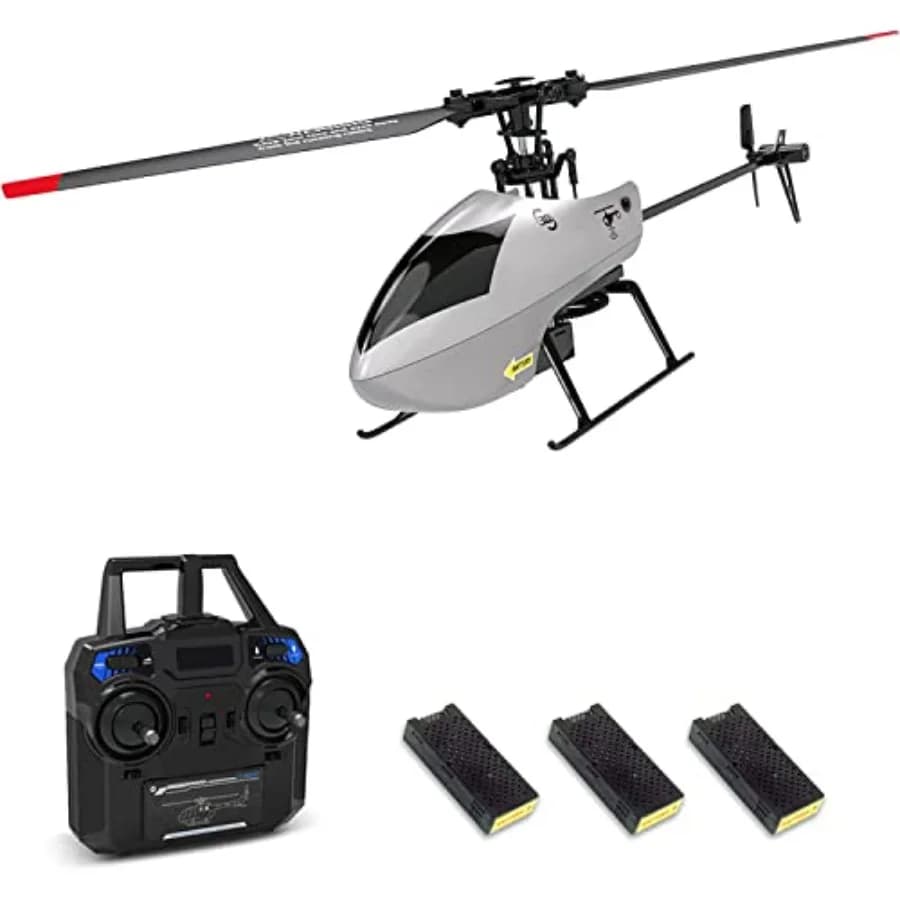 C129 V2 RC Helicopter for indoor/outdoor use, ABS plastic body, black-red color, 6-axis gyro stability and 3D flips with altitu