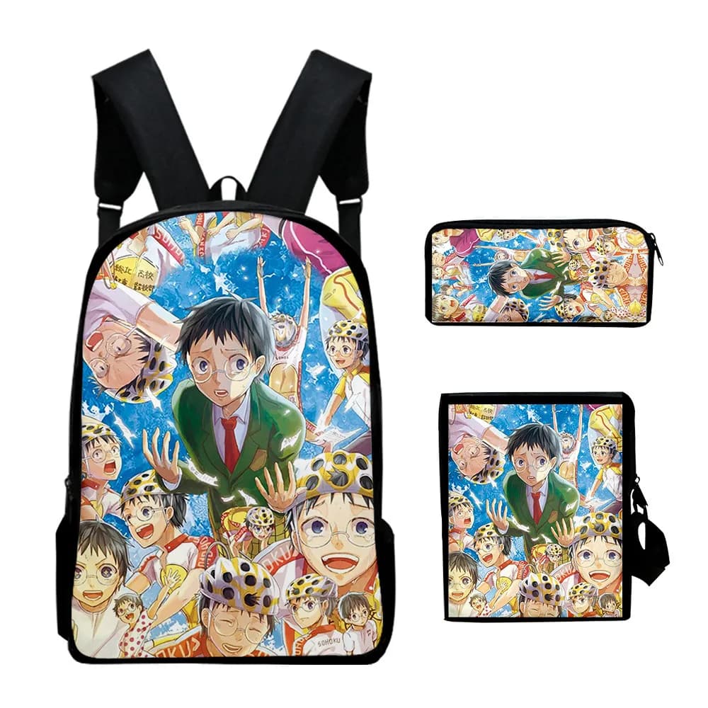 Classic Popular Yowamushi Pedal 3D Print 3pcs/Set pupil School Bags Laptop Daypack Backpack Inclined shoulder bag Pencil Case