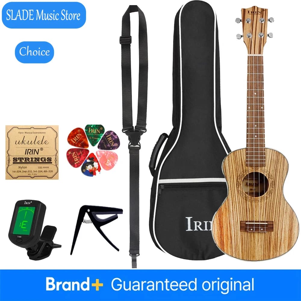 IRIN 21 Inch Soprano Ukulele Zebra Wood 4 String Hawaiian Ukulele with Bag Tuner Capo Kit for Beginner Student Kids Gift