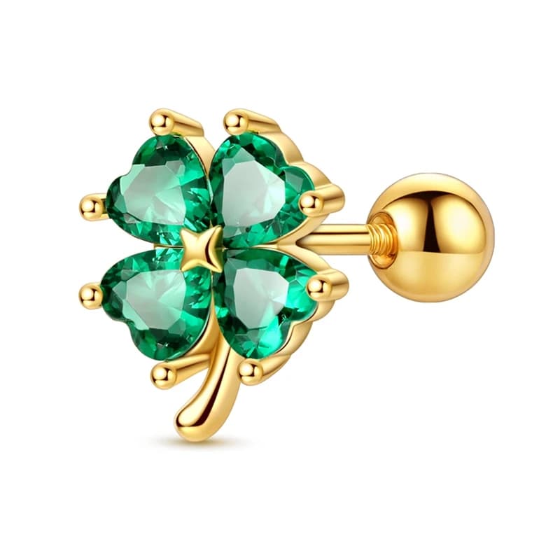 Nuovi Orecchini da Donna in Argento Sterling 925 Dorato a Forma di Quadrifoglio con Chiusura a Vite, Brillanti Orecchini a Stella per Matrimonio e Fidanzamento, Gioielli Regalo