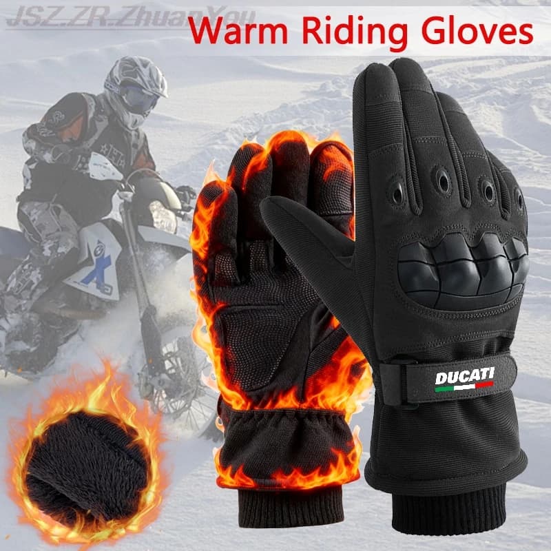Guanti protettivi da moto Attrezzatura da equitazione invernale impermeabile con palmo antiscivolo caldo per Ducati Monster 696 950 Panigale Diavel
