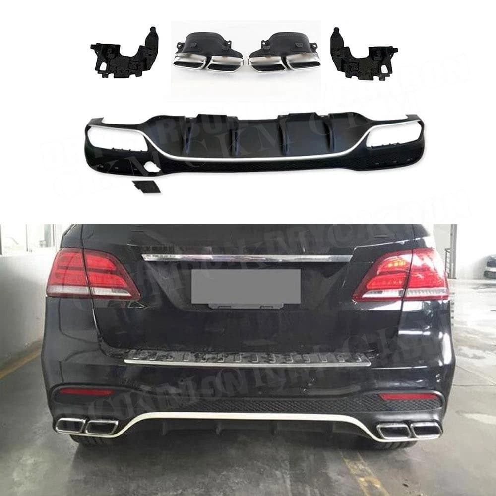 Rear diffuser Spoiler Exhaust tips for Mercedes Benz GLE GLS Class W166 GLE63 AMG SUV 2016 -2018 Rear diffuser Accessories Trim