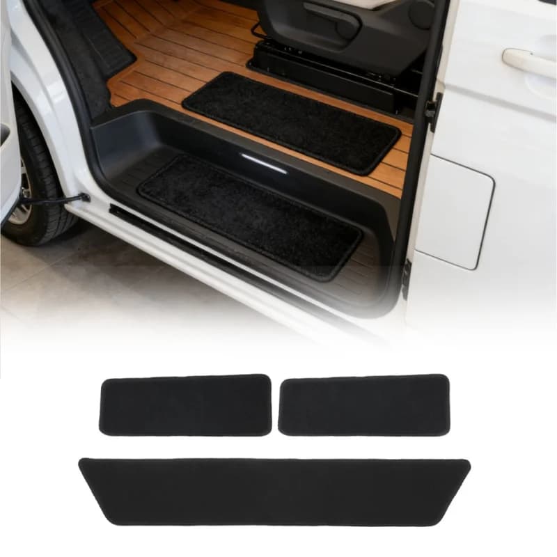 3pcs/Set Carpet Step Mat Set For VW Transporter T5 T6 Anti Slip Black Sliding Door Driver Passenger Door Carpet Van Accessories