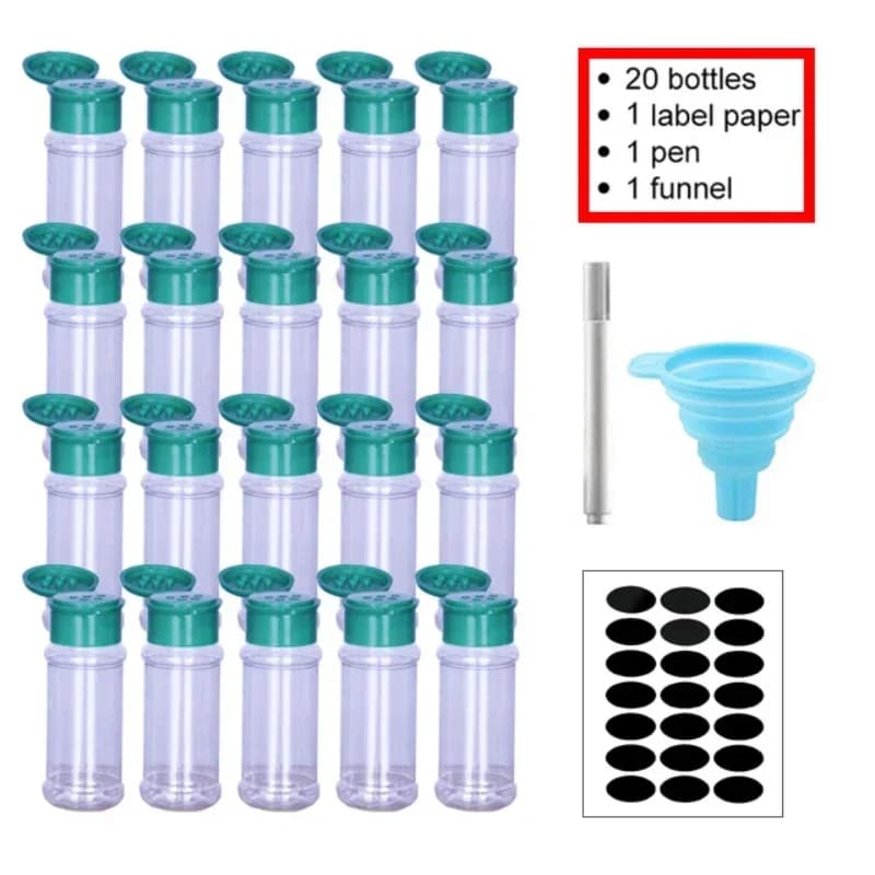 Barattoli per spezie con etichette contenitori per bottiglie trasparenti in plastica per spezie pepe sale Cocina Set di barattoli per spezie da cucina sale Shake
