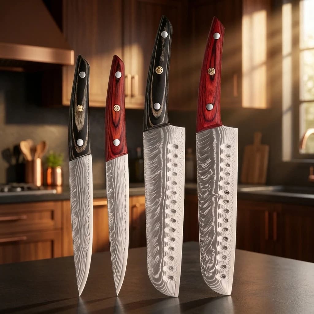 Genuine Damascus steel kitchen knife, kitchen cooking accessories meat and fruit slicing knife, solid wood handle Japanese knife