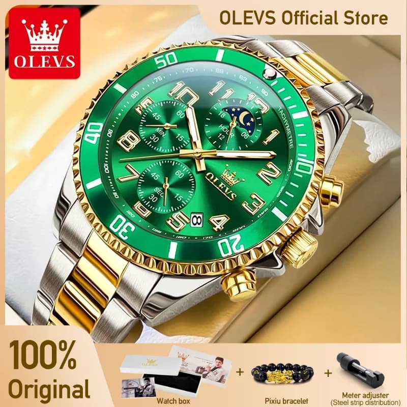 OLEVS 2926 orologi da uomo nuovo marchio di moda orologio al quarzo di lusso tre cronografo impermeabile in acciaio inossidabile con quadrante piccolo