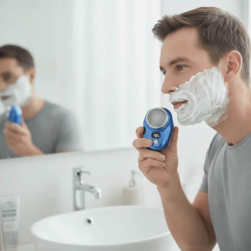 Cordless Mini Electric Shaver Waterproof USB Rechargeable Electric Beard Shaver Lightweight Compact Men's Beard Trimmer