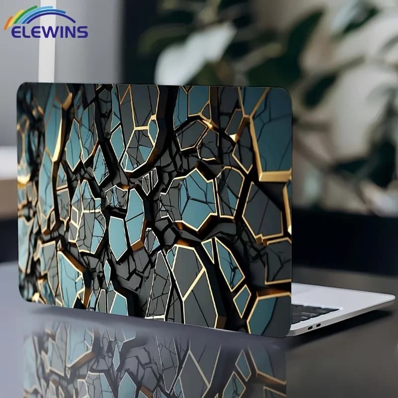 Custodia per decalcomania artistica per laptop con motivo texture rotta in 2 pezzi, adesivo universale per laptop per laptop, auto, casco, moto,