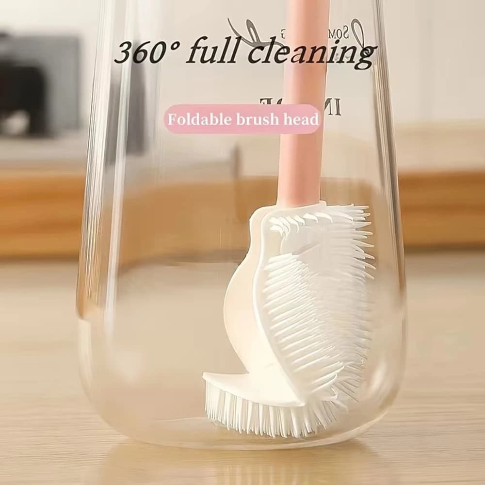 Foldable 360 Degree Comprehensive Cleaning Silicone Brush With Baby Bottle Brush Reusable For Bottles And Cups Cleaning Brush