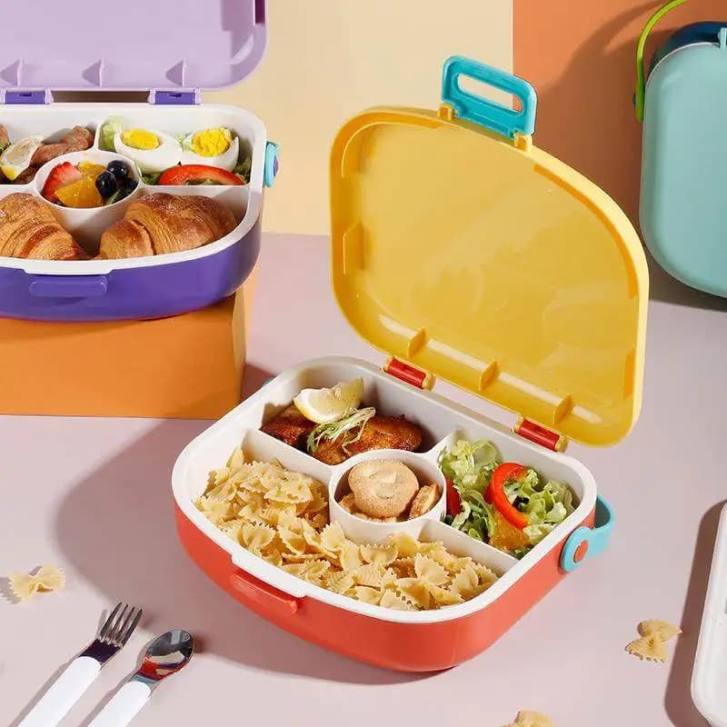 Set di Contenitori per Alimenti in Stile Giapponese, Portatile, per Studenti, con Coperchio Ermetico in Plastica, Adatto per Microonde, per Uso Esterno