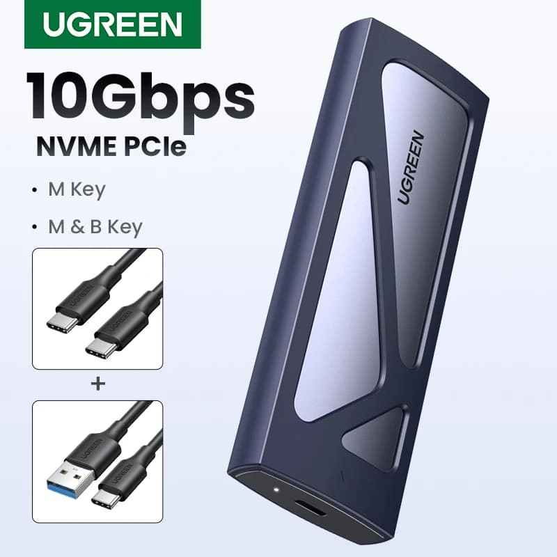 Custodia SSD UGREEN M2 M.2 NVMe 10Gbps USB C 3.2 Gen2 custodia SSD adattatore SSD esterno senza attrezzi supporta chiavi M e B & M