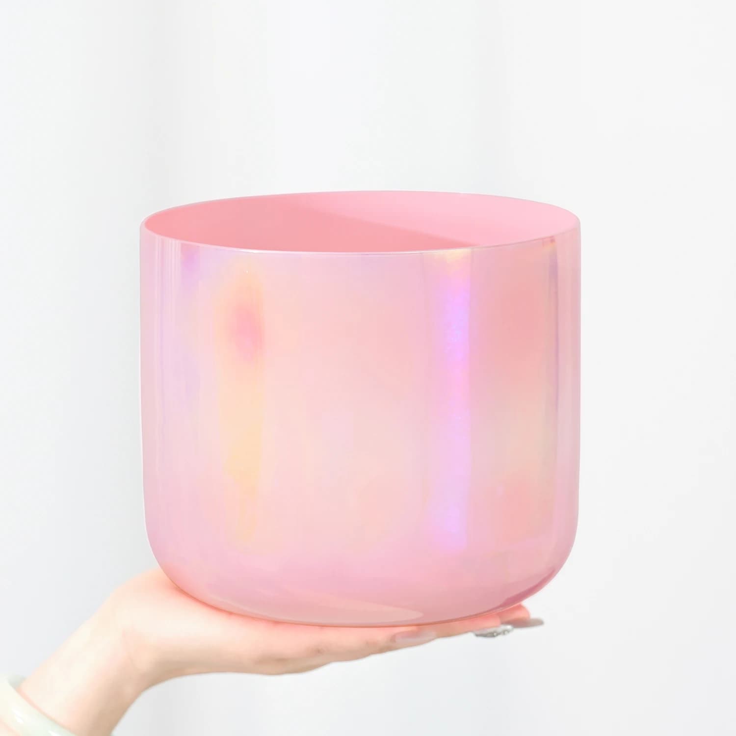 CVNC 7 Inch Dream Rosette Nebula Color Alchemy Quartz Crystal Singing Bowl for Sound Healing and Therapy with Mallet