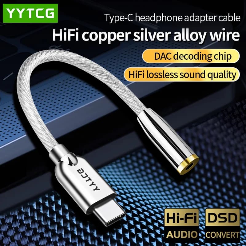 Adattatore per auricolari USB tipo C a jack da 3,5 mm USB C Convertitore per auricolari AUX da 3,5 mm Chip DAC per Xiaomi Mi10 HUAWEI P30 Samsung Galaxy