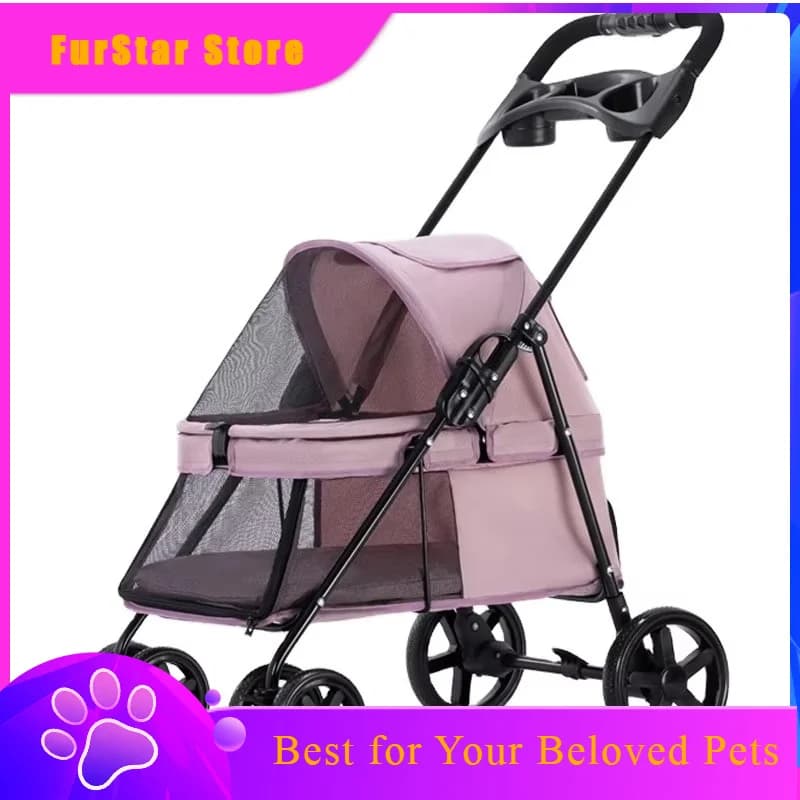 FurStarBreathable Oxford Pet Strollers Bearing 15KG Authentic Pet Stroller Carrier 4 Wheels For Little Dog And Cats Super Light
