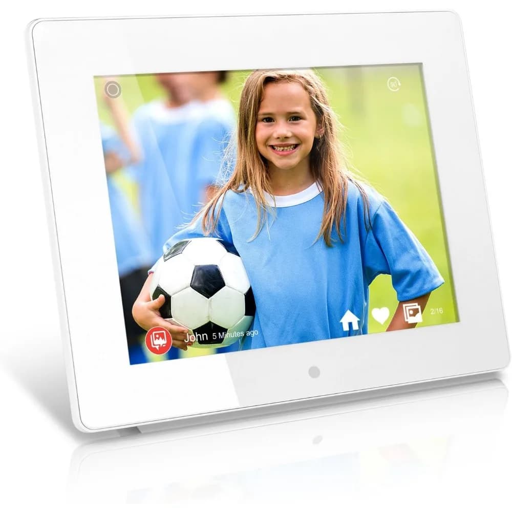 Cornice Digitale WiFi da 8 Pollici con Touchscreen IPS LCD e Memoria da 8GB, Bianca