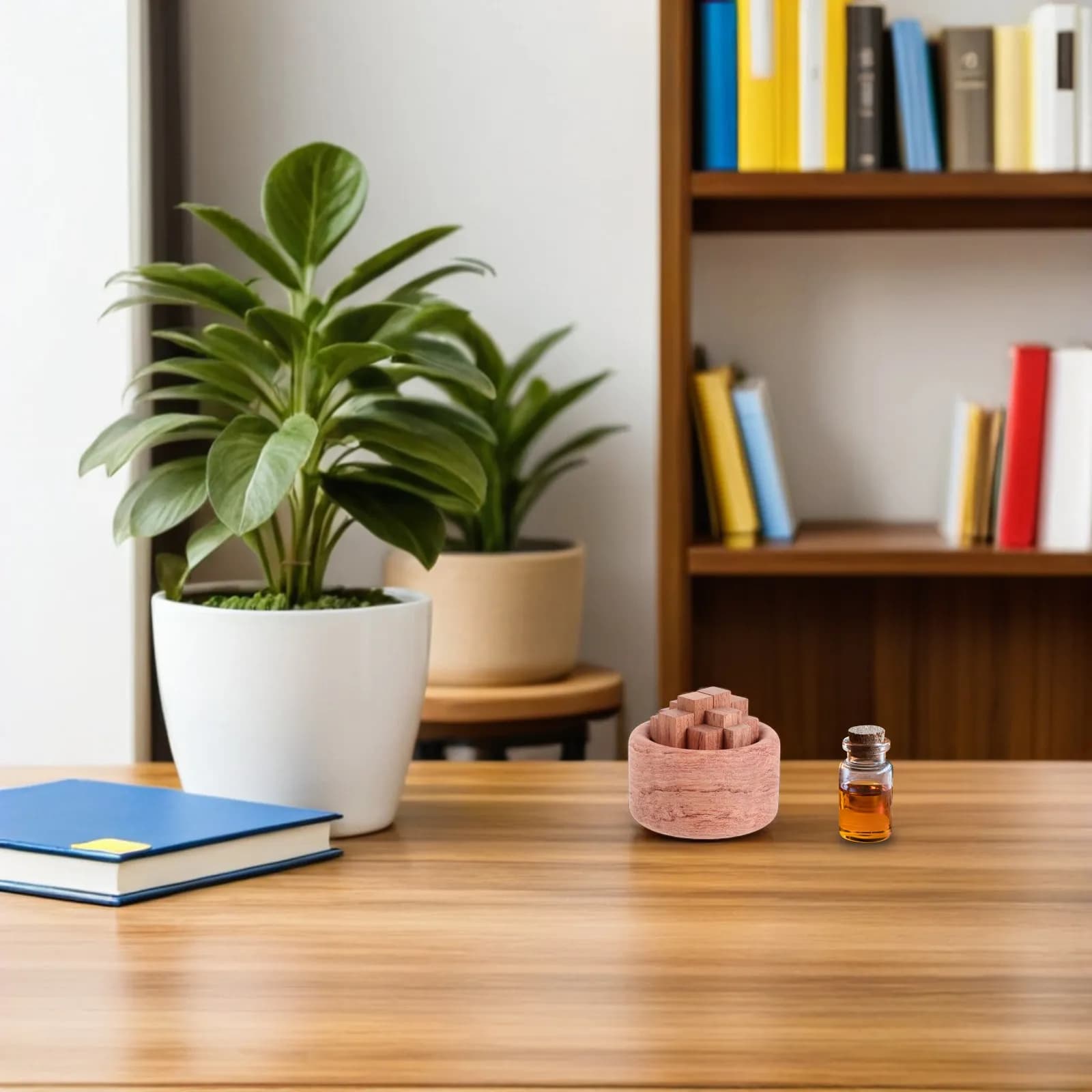 Set di 2 Diffusori di Oli Essenziali in Legno Massello, Diffusore Aromaterapico Portatile per Casa, Ufficio, Auto, Scrivania, Camera da Letto, Viaggio, Naturale